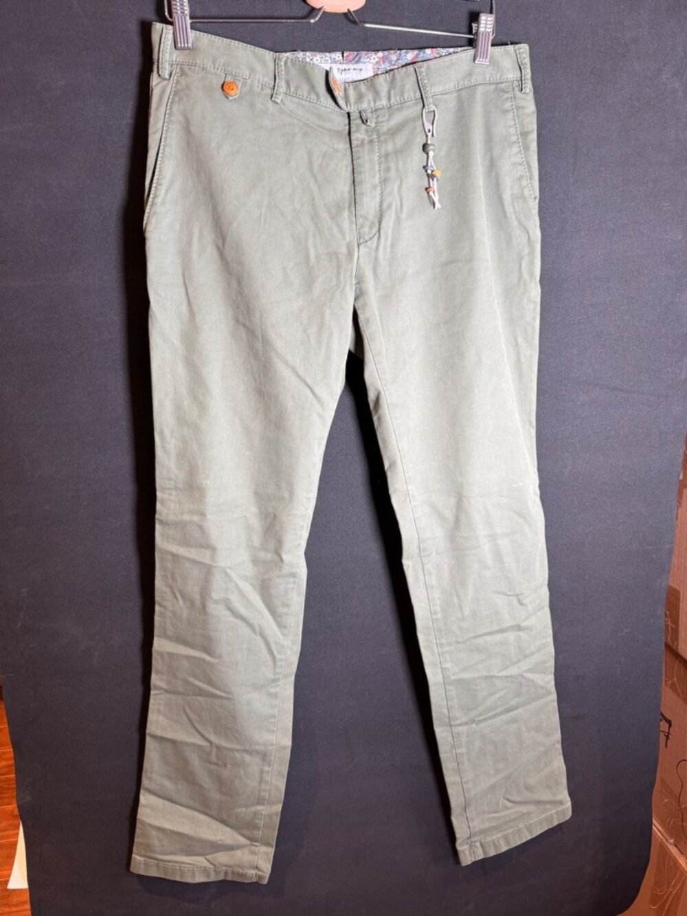 Brax Chino Pants Mens 38x34 Light Green Style Floral Cotton Stretch Like-New
